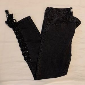 Black Mid-rise Lace-up Jeans - Like new